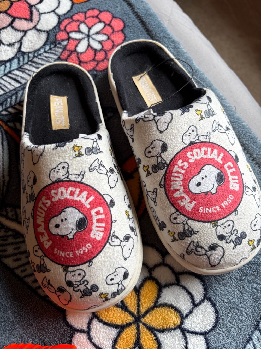Peanuts Black and White Textile Labeled Slip-On - Peanuts